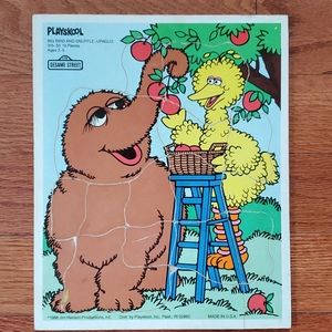 Sesame Street Big Bird Wood Puzzle Playskool Snuffle-Upagus VTG Learn